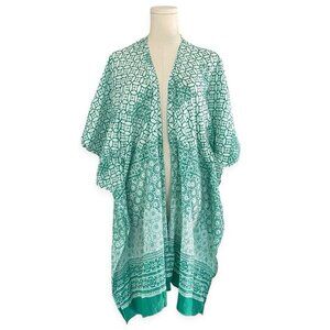 Raj NWT Bohemian Sheer Coverup Cardigan‎ One Size Green Lightweight Cover Shawl